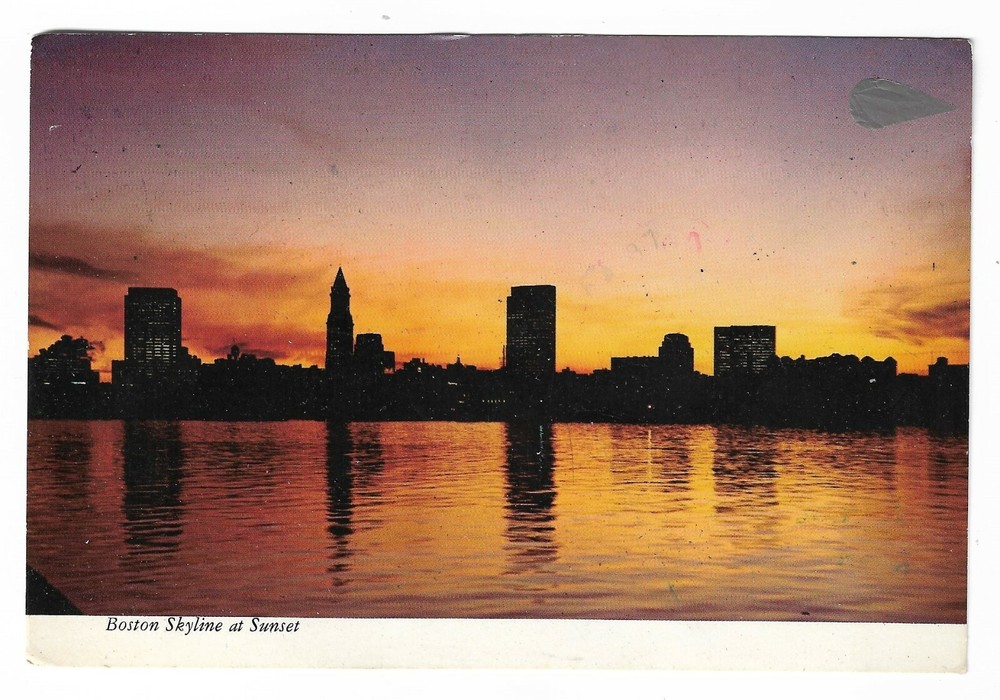 VTG Postcard The Boston Skyline at Sunset Massachusetts 4x6