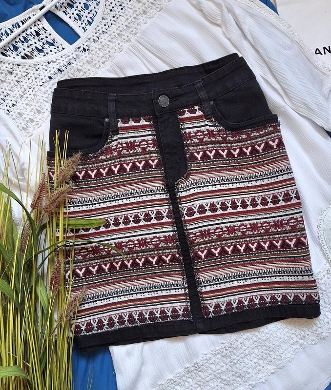 Esmara Black Stylish Embroidery Ornament Midi Skirt Size M