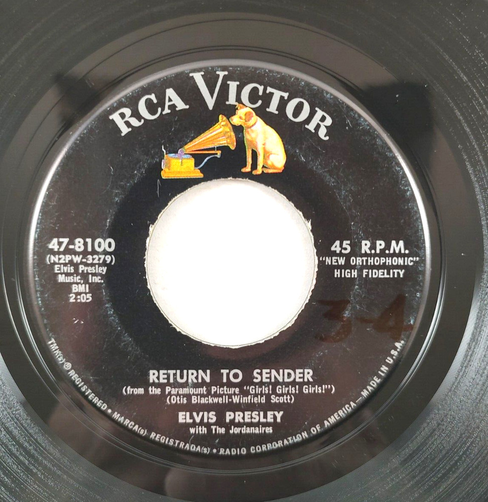 Elvis Presley ~ Return To Sender / Where Do You Come From~ RCA 47-8100 1962