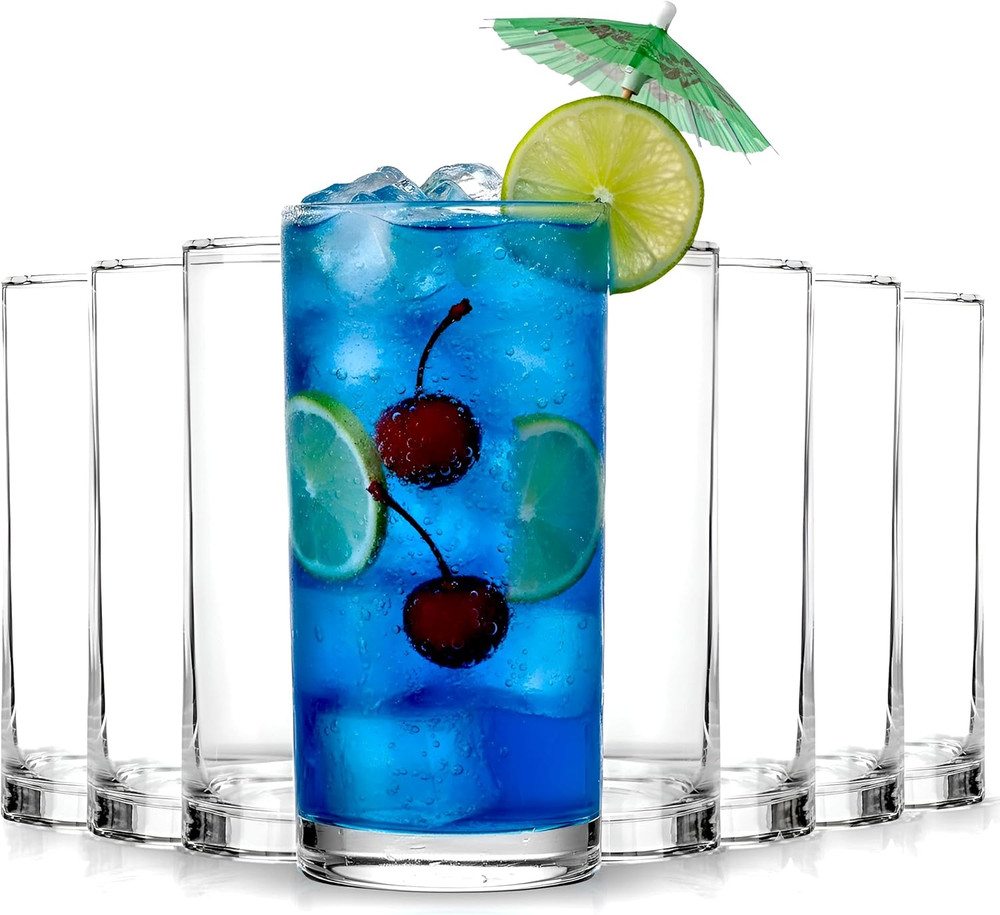 Clear Drinking Glasses, Pack of 8 Tumbler Cups, 16 Ounce, Reusable Plastic Cups