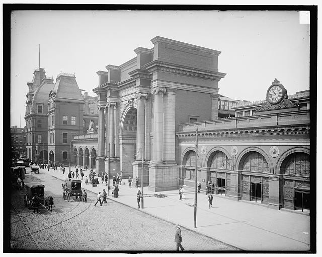 Boston Massachusetts North Station Railroad Station 1905 Street Scene