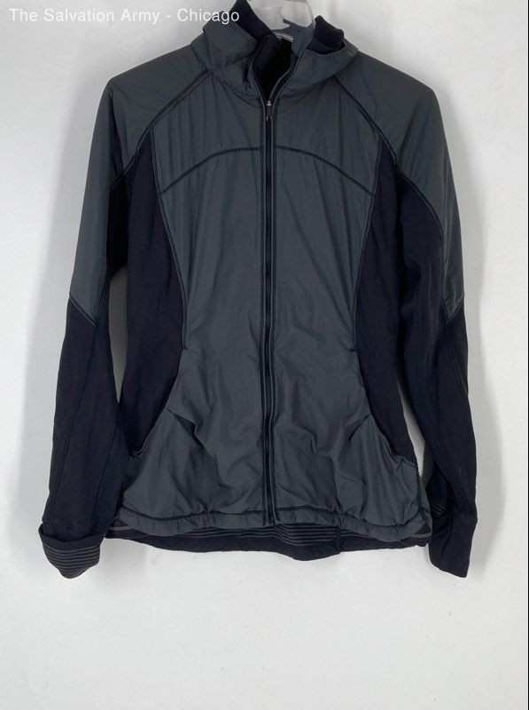 Lululemon Womens Black Gray Long Sleeve Activewear Full Zip Jacket Size L