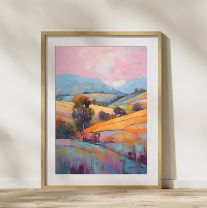 Abstract Vibrant Multicolor Landscape Art Print Scenery Poster-image