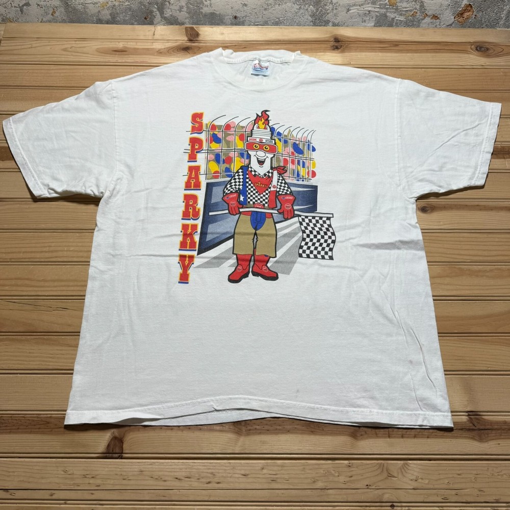 Vintage Texas Motor Speedway Mascot Sparky NGK Spark Plug NASCAR Shirt Size XL