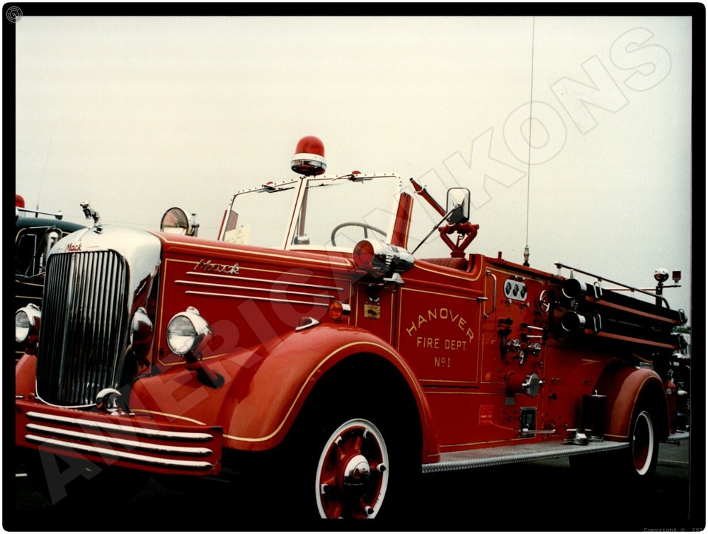 Vtg. Mack Trucks New Metal Sign: Hanover Fire Department Restored Fire Truck
