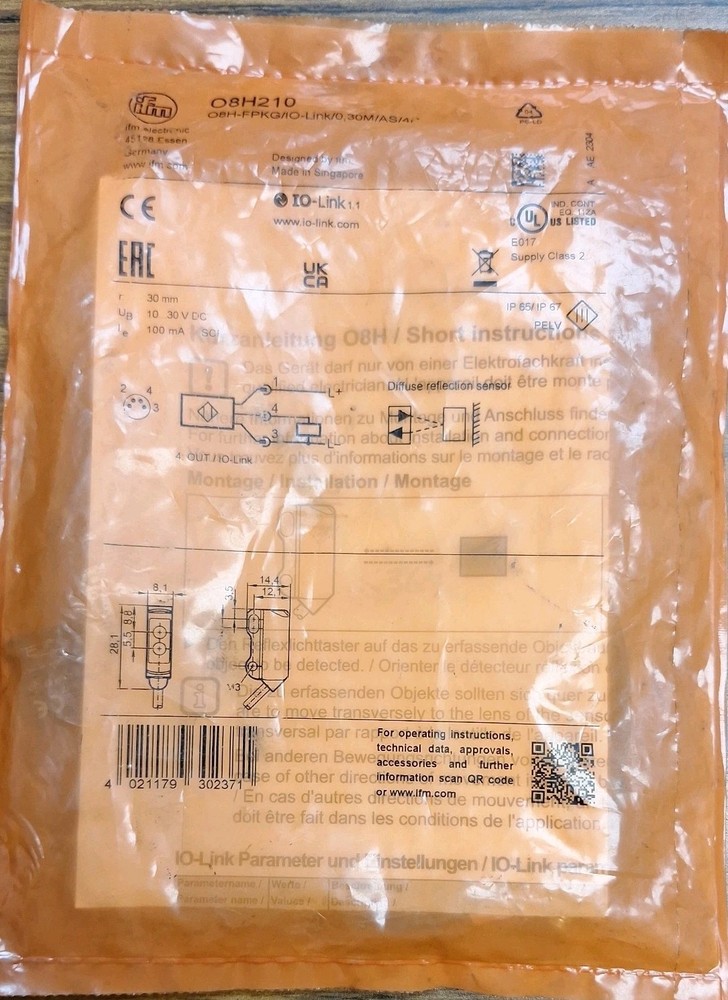 *BRAND NEW* ifm electronic O8H210 - Diffuse reflection sensor - USA location