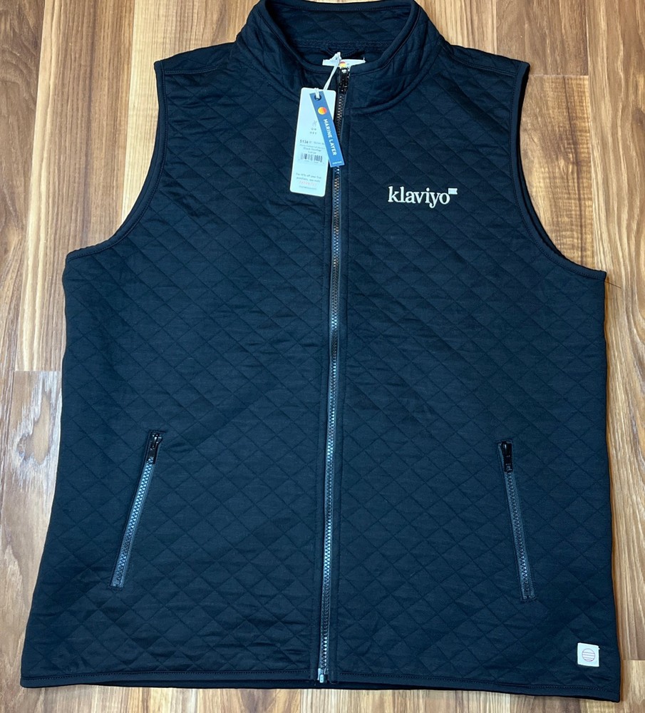 NWT Marine Layer Men's Large Black Corbet Quilted Full Zip Vest LOGO
