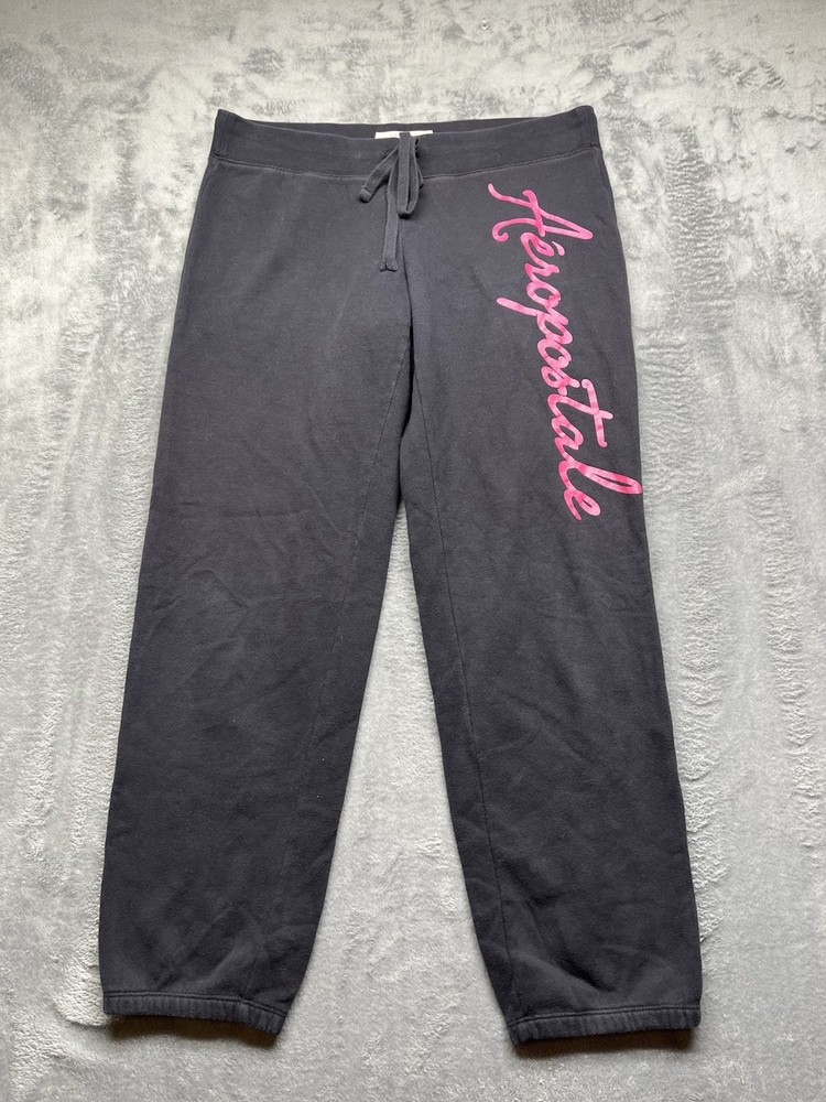 Aeropostale Joggers Women’s Size Large Color Black Spellout Pink Letters