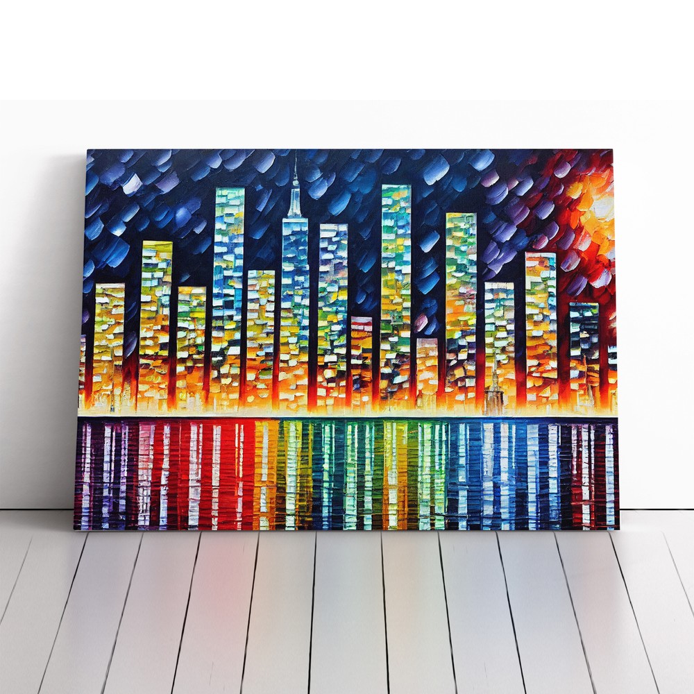 New York Painted Skyline Vol.2 Canvas Wall Art Print Framed Picture Home Decor