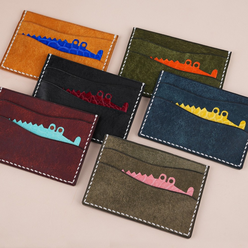 Pueblo Leather Minimalist Card Holder Alligator Stupid, Custom Credit Card