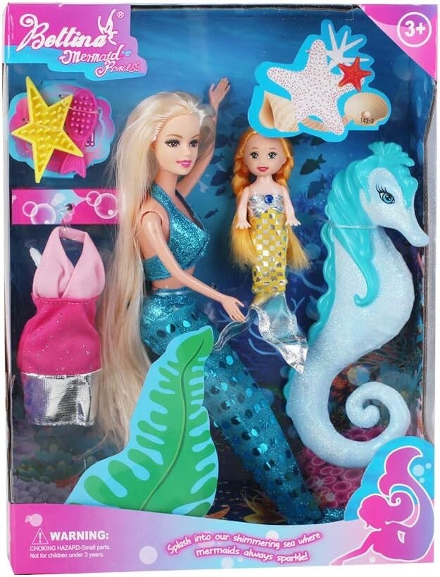 Princess Doll with Seahorse Play Gift Set | Mermaid Toys with Accessories and...