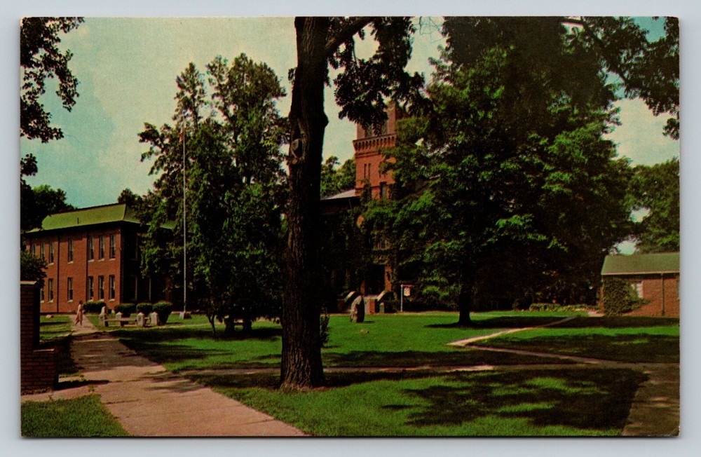 Angola Indiana Tri-State College Campus US Flag VINTAGE Postcard