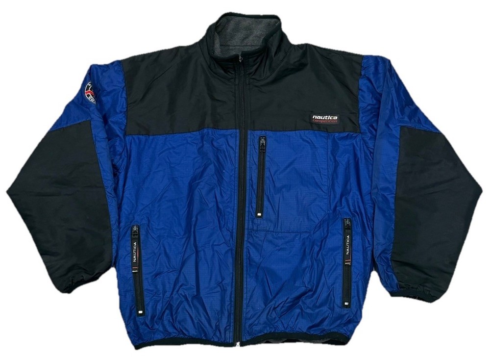 Vintage 90s Nautica Competition Windbreaker Jacket Blue Black Men’s Medium