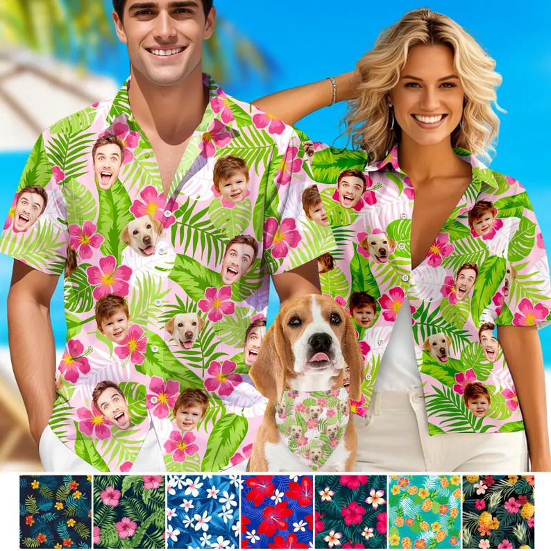Custom Face Hawaiian Shirt Personalized Photo Funny Summer Beach Gift