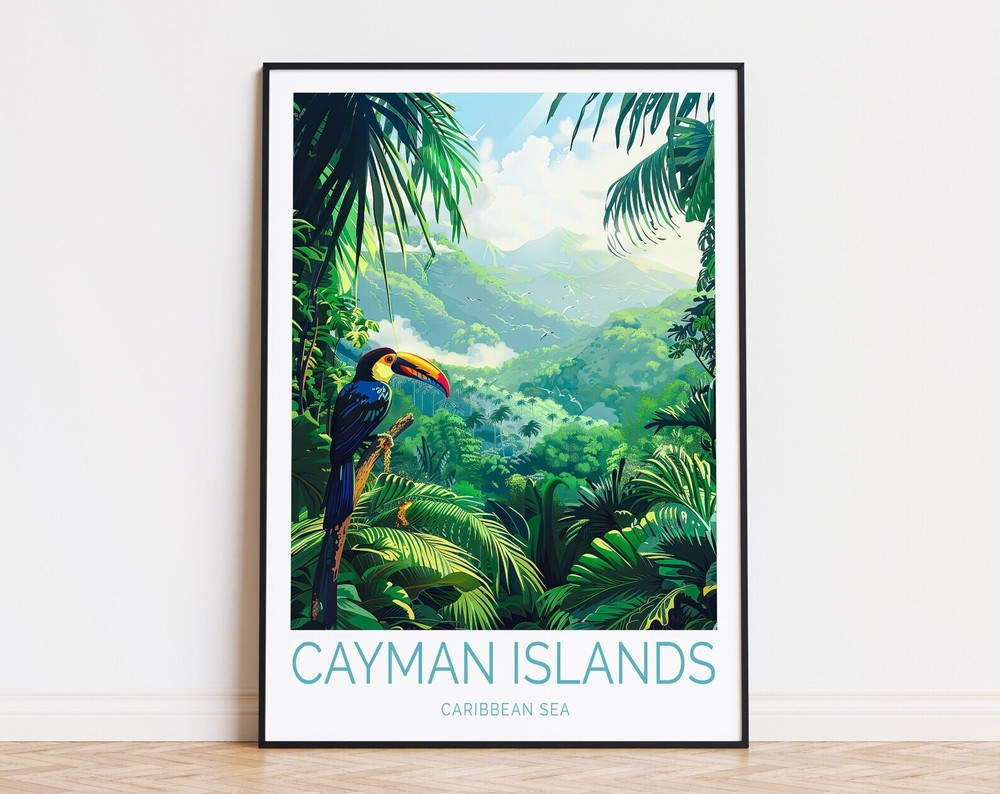 Cayman Island Travel Poster Caribbean Sea Wall Art Cayman Island Print Birthday