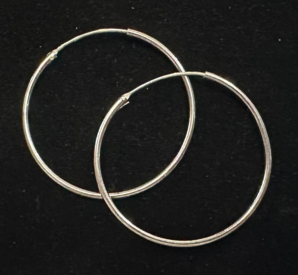 Vintage Thin Hoop Earrings MARKED 925 Sterling Silver Jewelry Lot H