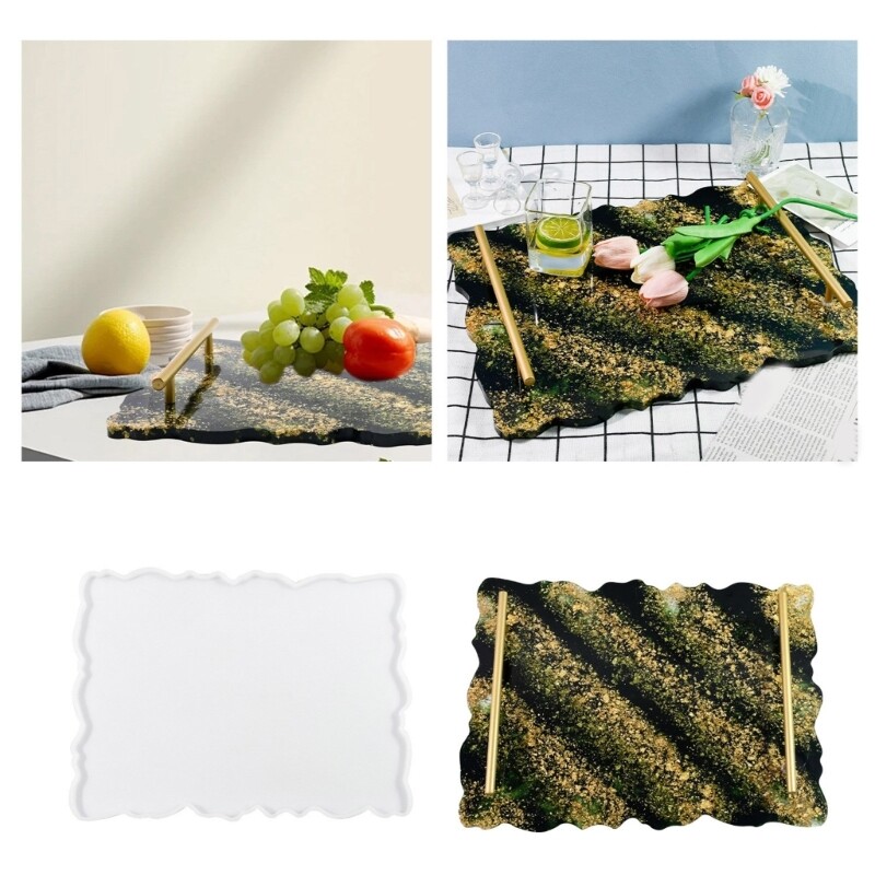 Crystal Epoxy Resin Fruit Plate Silicone Mold with Handle for DIY Craft