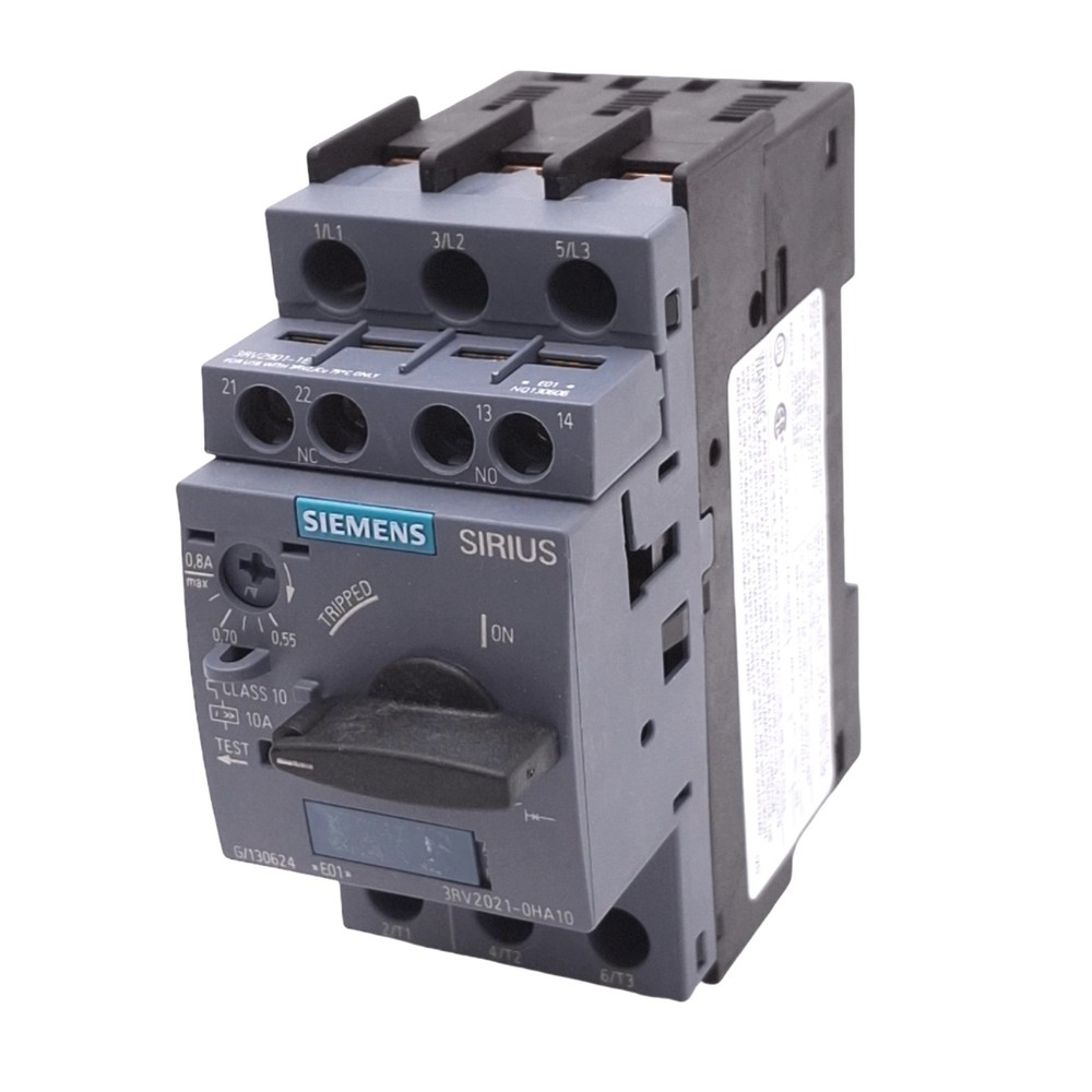 Siemens 3RV2021-0HA10 SIRIUS Motor Circuit Breaker, 3-Pole 0.55-0.8A, 690VAC Max