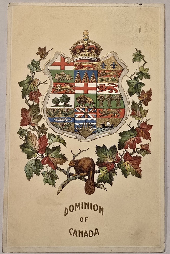 Dominion of Canada Embossed Emblem Flags Vintage Divided Back Postcard