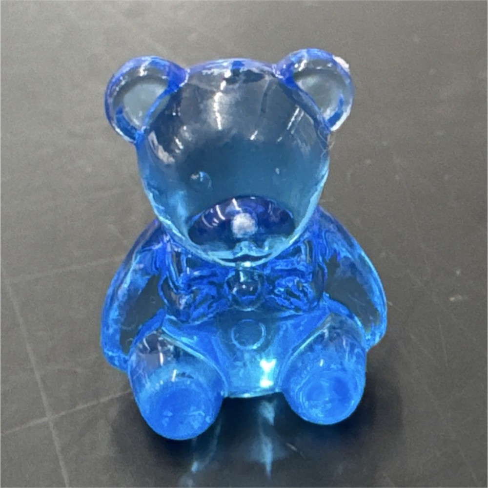 Blue Glass Bear Figurine Glossy Decorative Animal Collectible