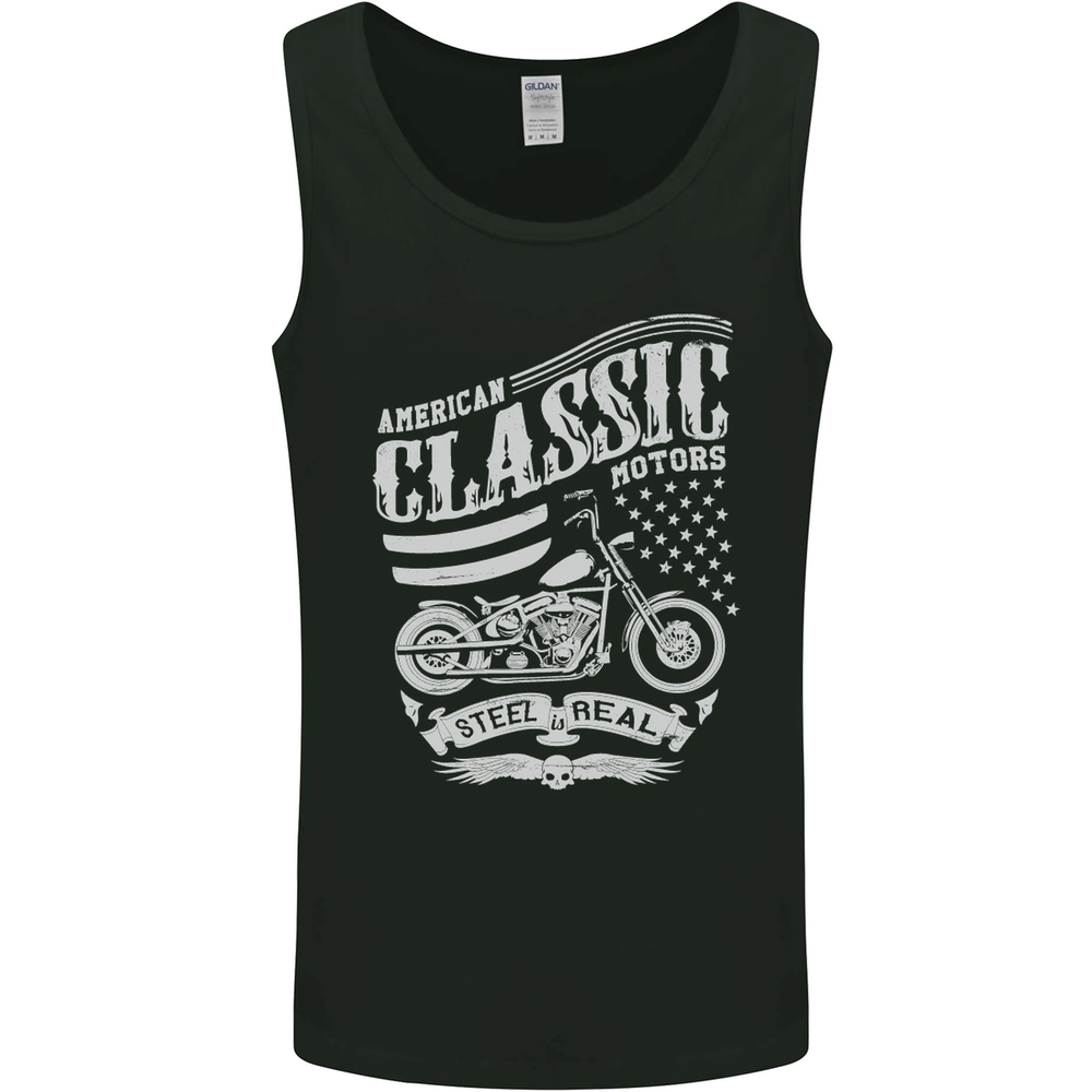 Steel Is Real Biker Motorcycle Motorbike Mens Vest Tank Top
