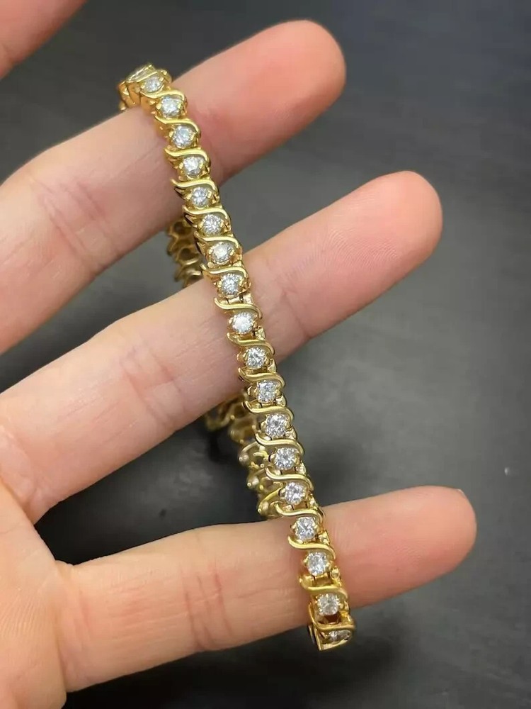 5CT Round Lab Diamond Tennis Bracelet for Women in 14K Gold Plated 7 Inch