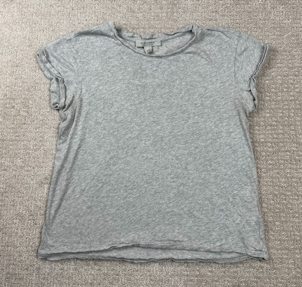 ALLSAINTS T Shirt Womens 4 Gray Short Sleeve Round Neck Classic Essential Logo