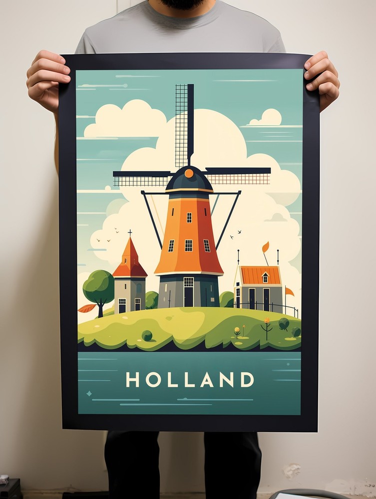 Holland Retro Travel Poster Printable Wall Art Instant Hanging Decor New Home