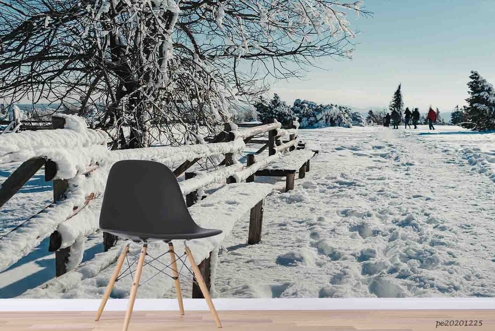 3D Trees Snow Winter Landscape Wall Murals Wallpaper Murals Wall Sticker