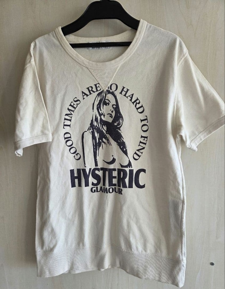 Hysteric Glamour Vintage White Cotton T-Shirt S Size Logo Print Excellent