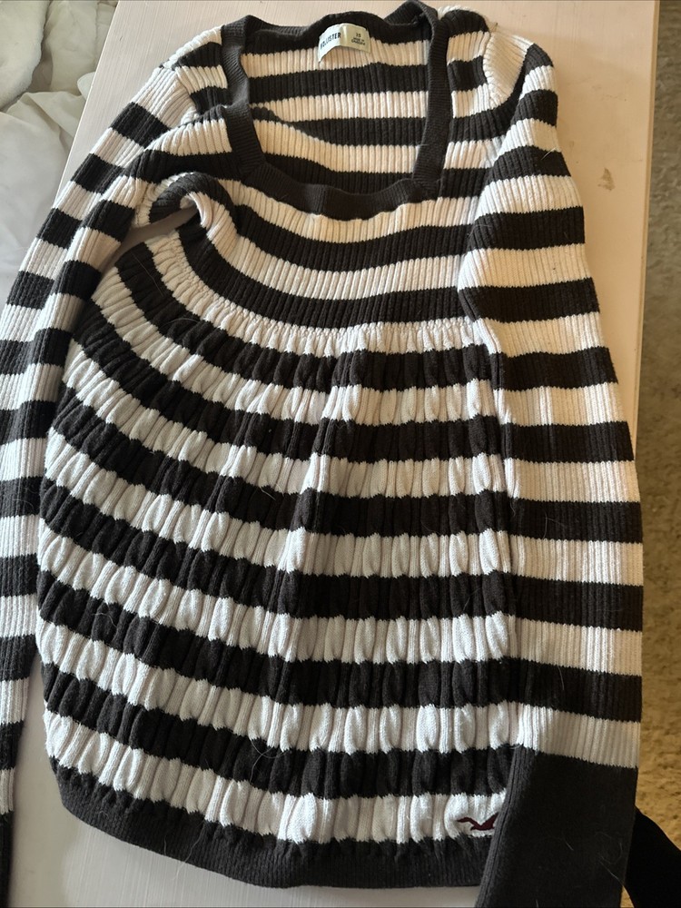 Hollister Pink And Brown Extra Small Baby Doll Long Sleeve Top