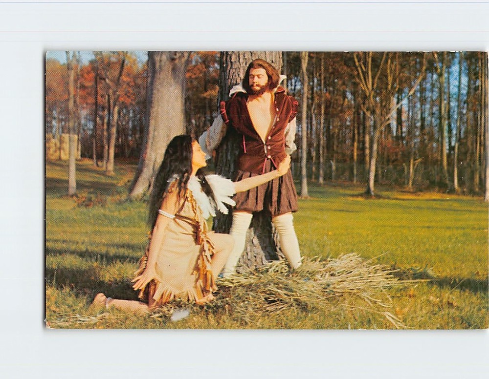 Postcard John Smith & Pocahontas Jamestown Virginia USA