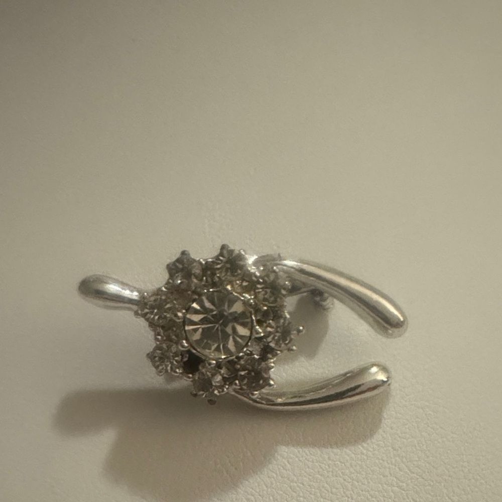 Silver-Tone Crystal Cluster Clip-On Earring