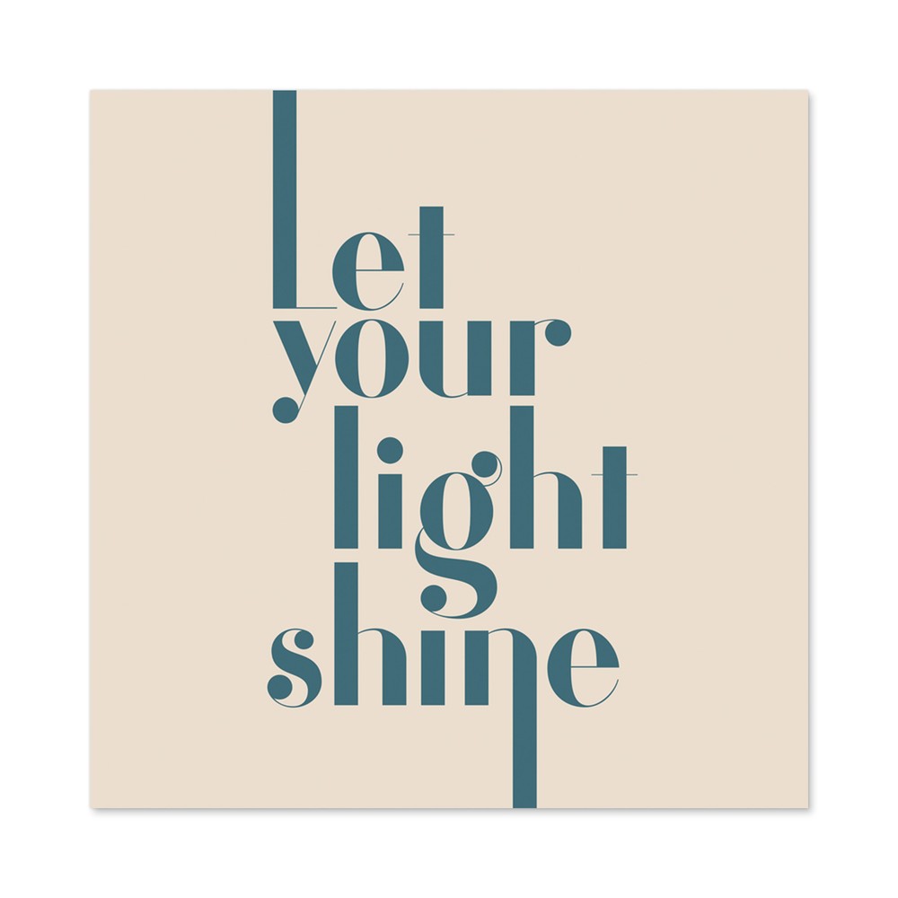 Let Your Light Shine Motivational Large Wall Art Print Square 24X24 In