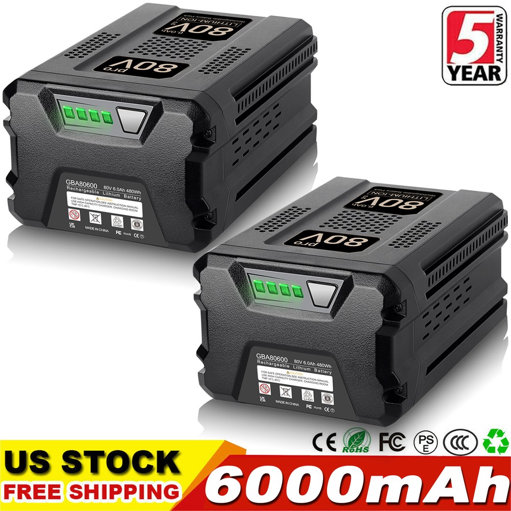 2 PACK 6Ah para Greenworks 80V Pro GBA80600 BAB726 Batería de Litio BAB728 2506902