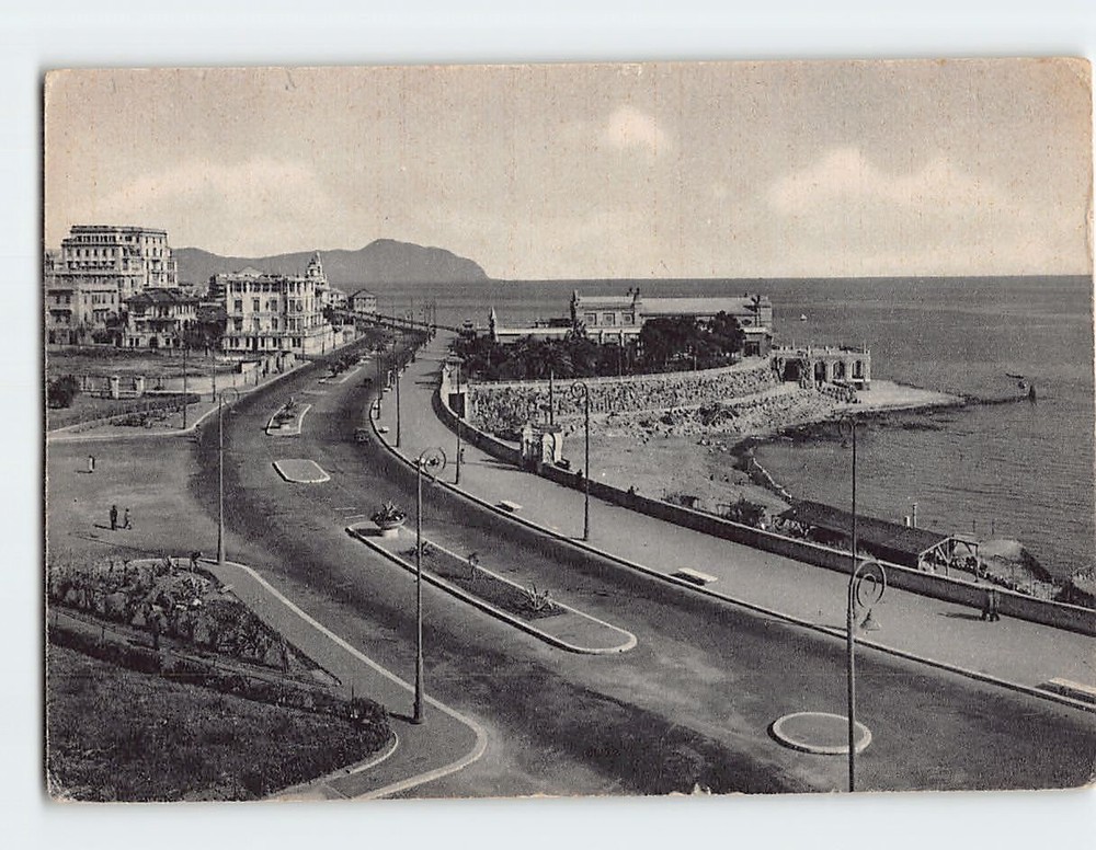 Postcard Corso Italia and Lido d'Albaro, Genoa, Italy