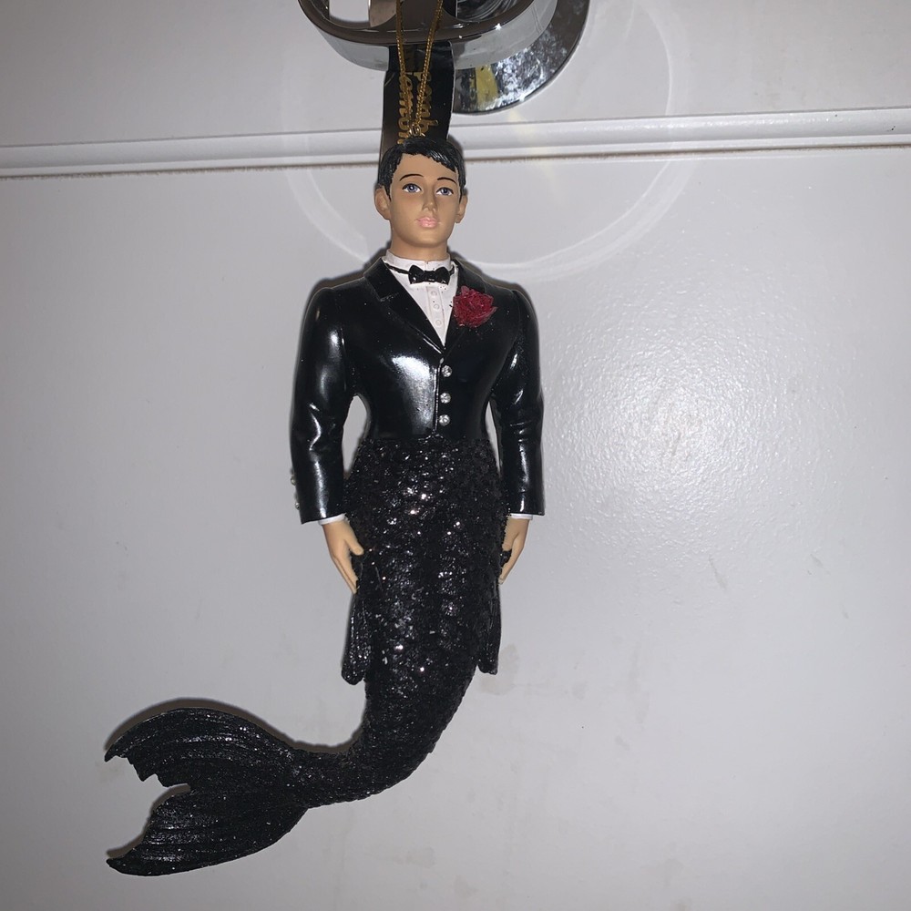 December Diamonds Groom Black Tuxedo Christmas Ornament Gay Merman New W Box