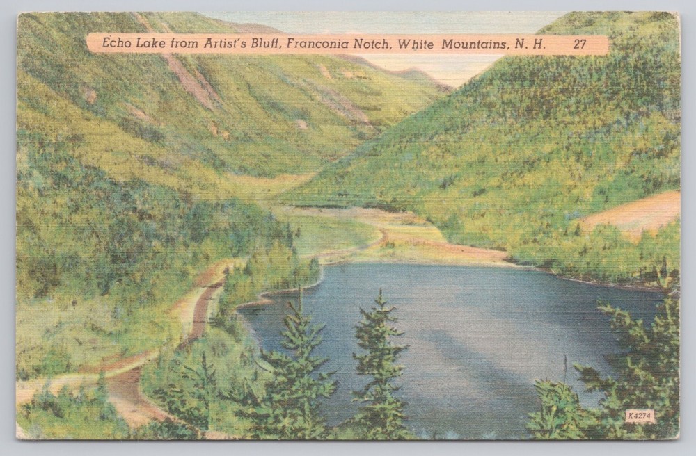 Postcard Echo Lake from Artist's Bluff, Franconia Notch, White Mountains, N. H.