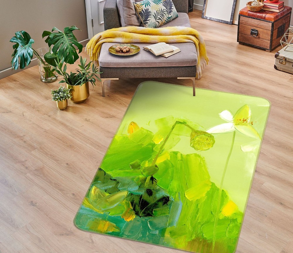 3D Green Painting Lotus ZHUC139 Game Non Slip Carpet Mat Photo Carpet Amy