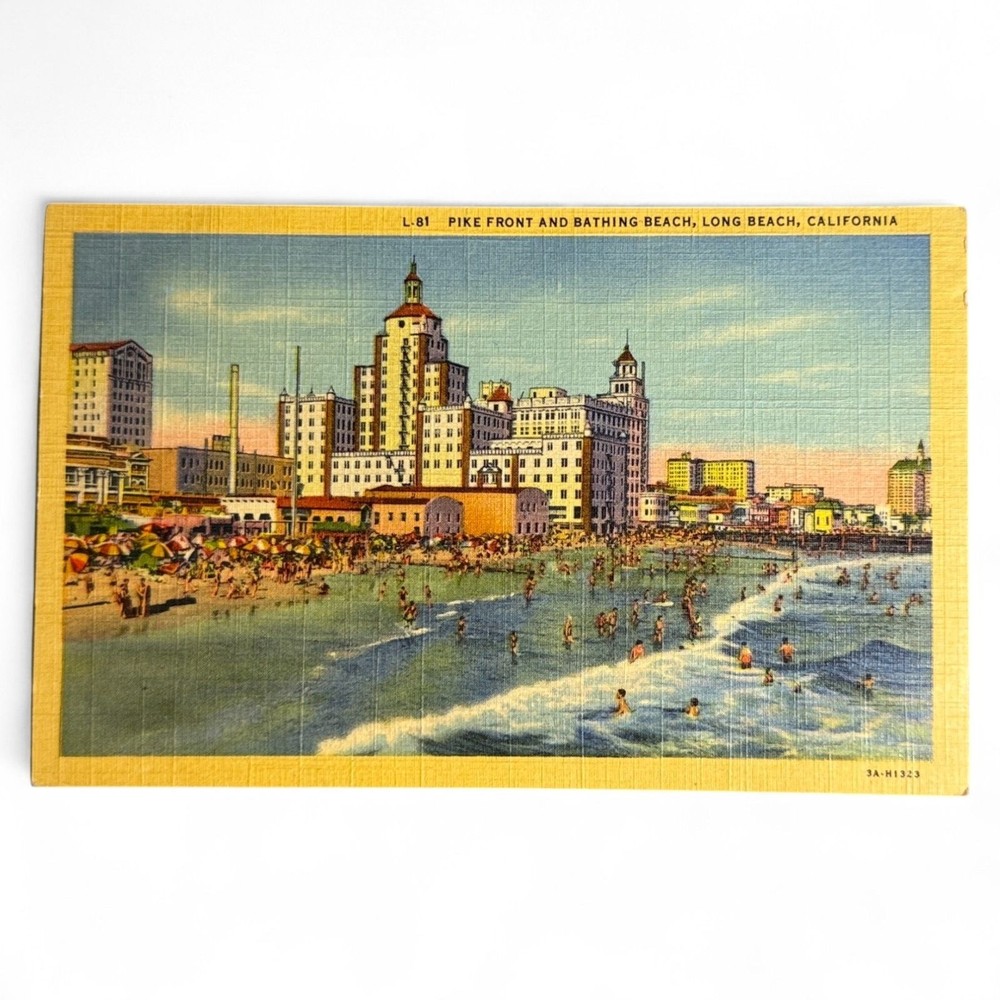 Vintage Pike Front & Bathing Beach Postcard Long Beach California