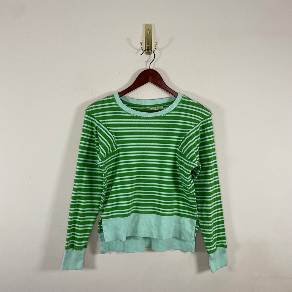 Maeve By Anthropologie Striped Crewneck Long Sleeve Top Green Mint Size XS
