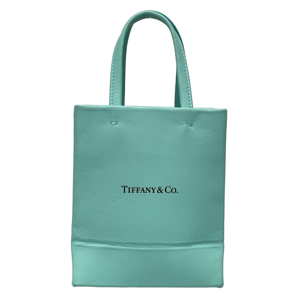 Authentic Tiffany & Co Mini Shopping Tote in Tiffany Blue Calfskin