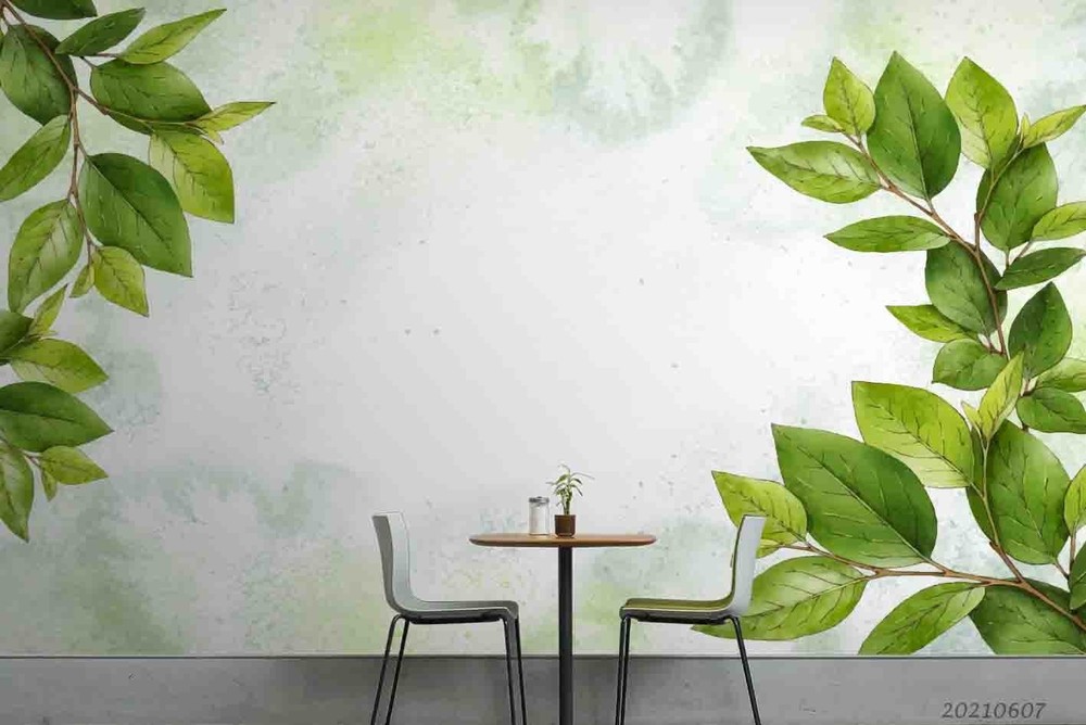 3D Plants Leaves Watercolor Wall Murals Wallpaper Murals Wall Sticker 25