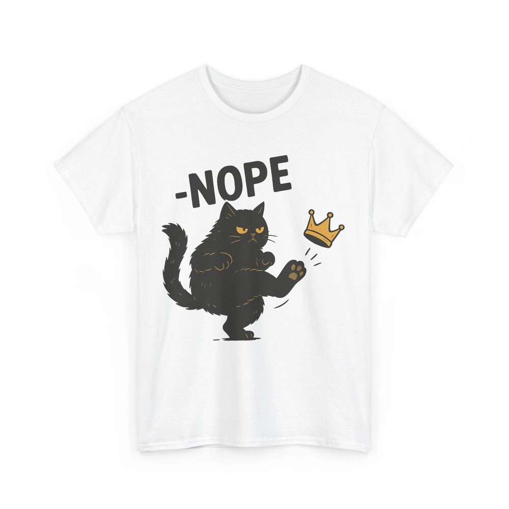 No Kings Black Cat Shirt, Cat Kicking Crown T-Shirt