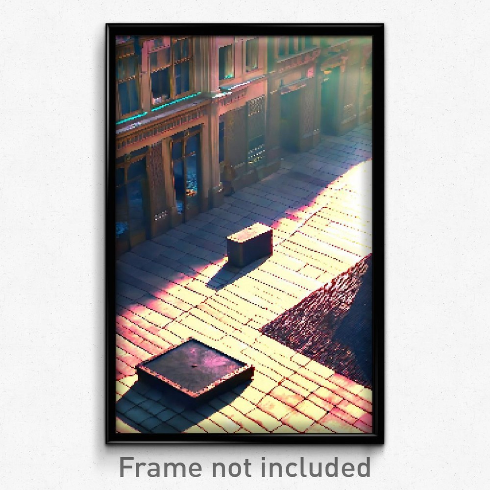 Pixel Art Poster - Old Square (8 Bit Psychedelic Trippy Weird Video Game Print)