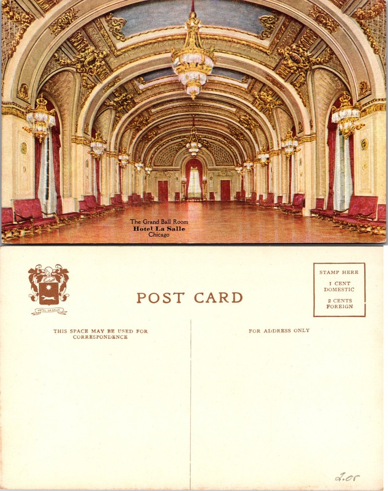 Grand Ball Room Hotel La Salle Chicago Illinois Postcard