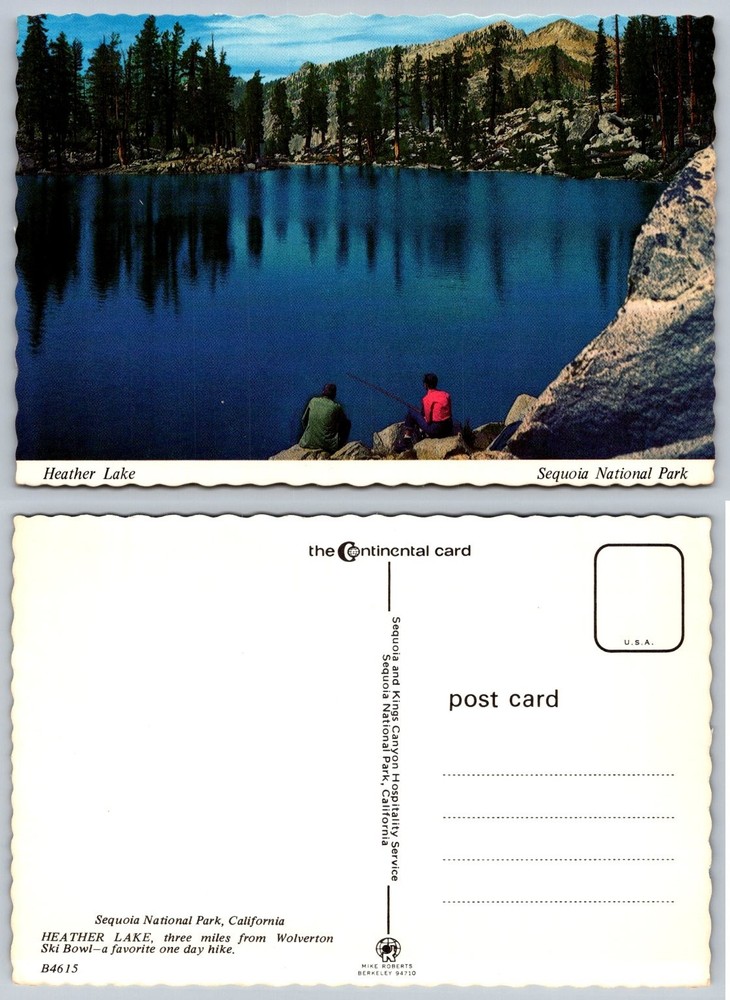 Vintage Heather Lake Sequoia National Park CA Fishing Continental Postcard