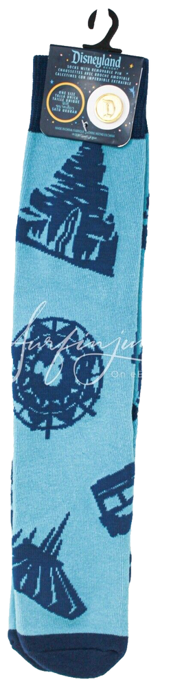 Disneyland Iconic Attractions Socks with Matching Trading Pin Set  