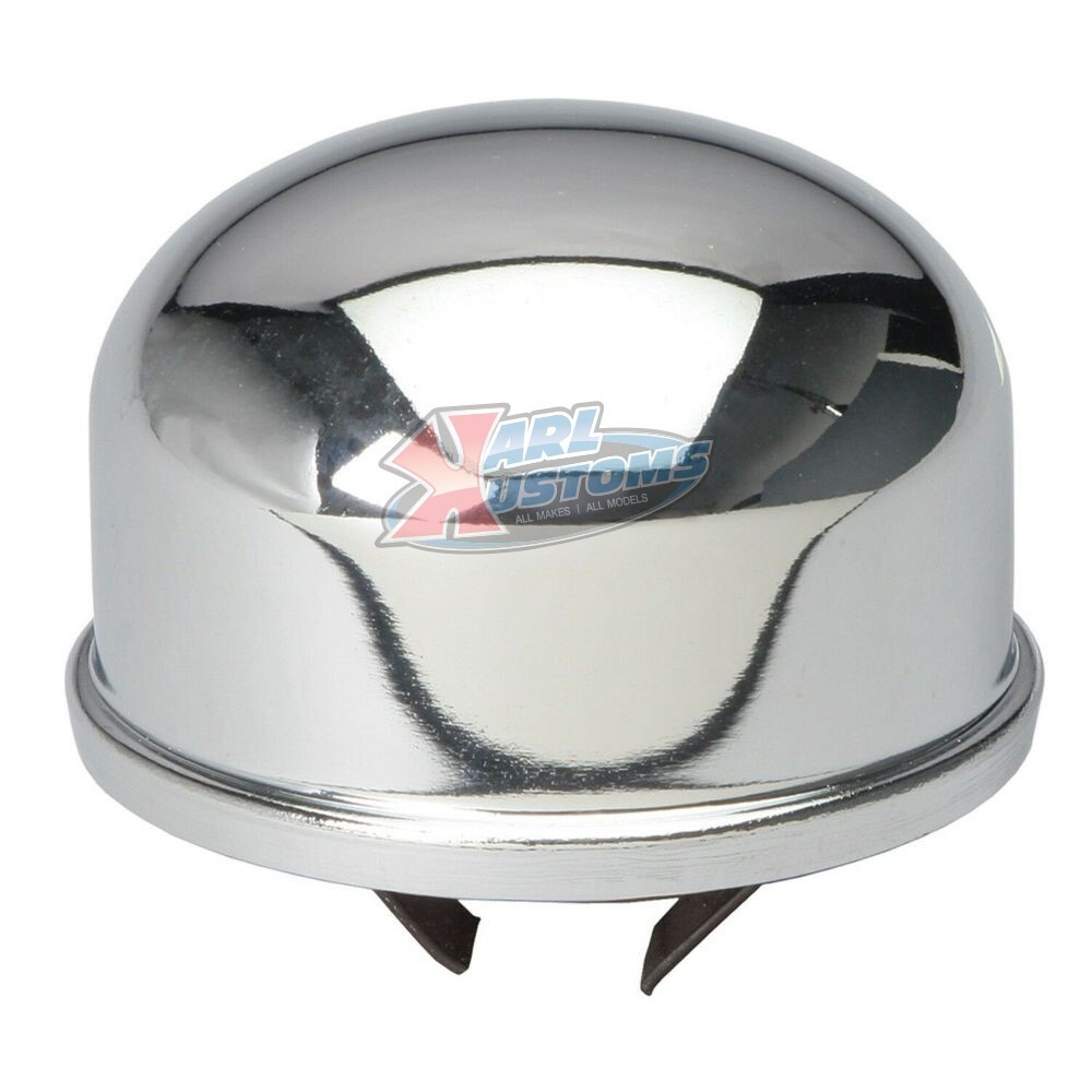 Universal Chrome Push-In Valve Cover Breather Cap Spring Steel 2-3/8