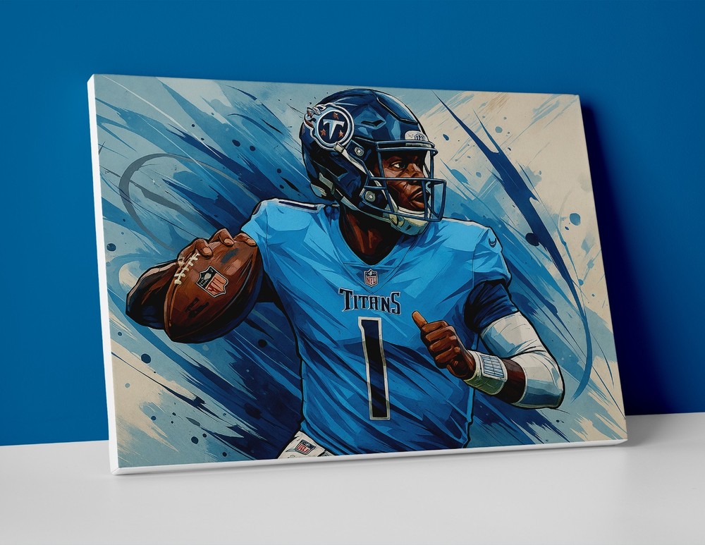 Cam Ward Poster or Canvas - Cam Ward Tennessee Titans Wall Art Painting Football